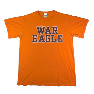 Auburn War Eagle T-Shirt Medium Men's Short Sleeve Cotton Orange Tee Pro Weight